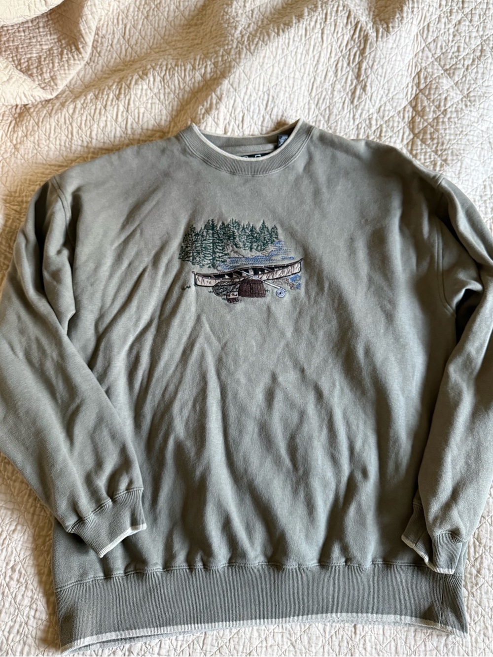 Light green Comfy Fleece Sweater with Embroidered design